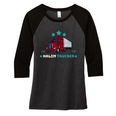 Halim Trucker Custom Design 2 Women's Tri-Blend 3/4-Sleeve Raglan Shirt