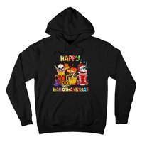 Halloween Thanksgiving Christmas Happy Hallothanksmas Funny Hoodie