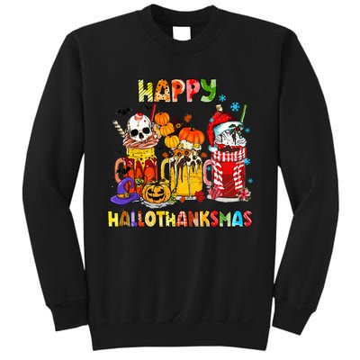 Halloween Thanksgiving Christmas Happy Hallothanksmas Funny Sweatshirt