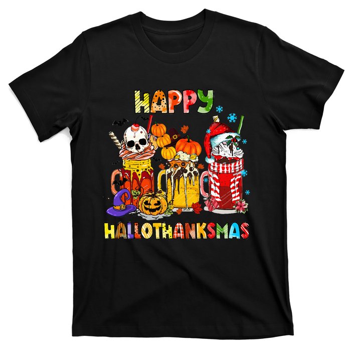 Halloween Thanksgiving Christmas Happy Hallothanksmas Funny T-Shirt