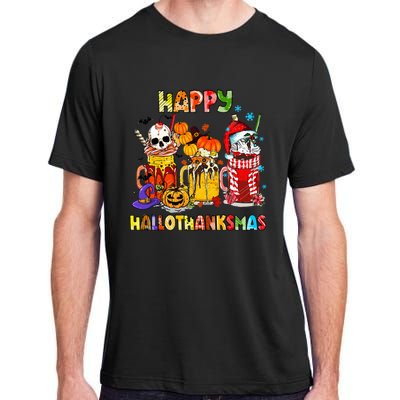 Halloween Thanksgiving Christmas Happy Hallothanksmas Funny Adult ChromaSoft Performance T-Shirt