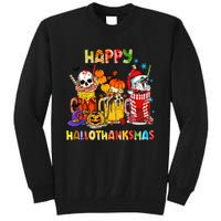 Halloween Thanksgiving Christmas Happy Hallothanksmas Funny Tall Sweatshirt