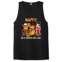 Halloween Thanksgiving Christmas Happy Hallothanksmas Funny PosiCharge Competitor Tank