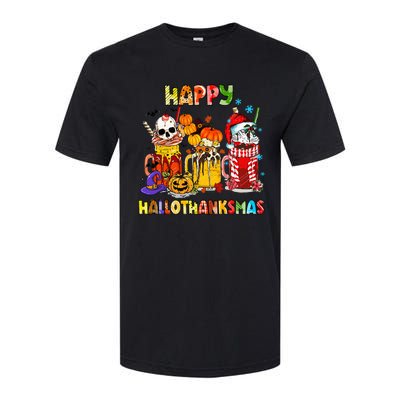 Halloween Thanksgiving Christmas Happy Hallothanksmas Funny Softstyle CVC T-Shirt