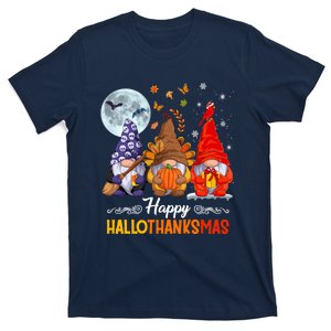 Halloween Thanksgiving Christmas Happy HalloThanksMas Gnomes T-Shirt