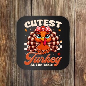 Happy Thanksgiving Cutest Turkey At The Tables Coaster