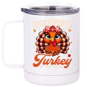 Happy Thanksgiving Cutest Turkey At The Tables 12 oz Stainless Steel Tumbler Cup