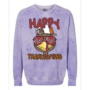 Happy Thanksgiving Cool Gobble Turkey Colorblast Crewneck Sweatshirt