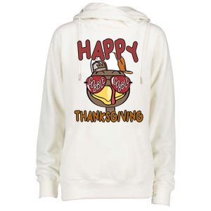 Happy Thanksgiving Cool Gobble Turkey Womens Funnel Neck Pullover Hood