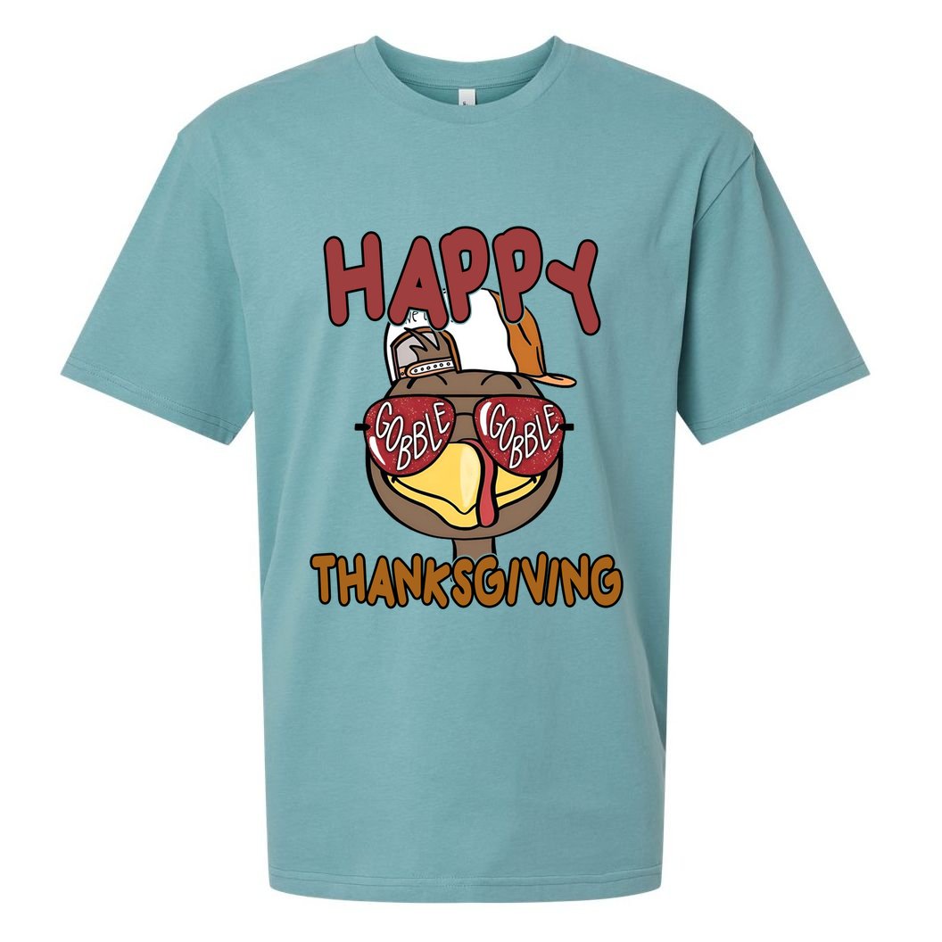 Happy Thanksgiving Cool Gobble Turkey Sueded Cloud Jersey T-Shirt