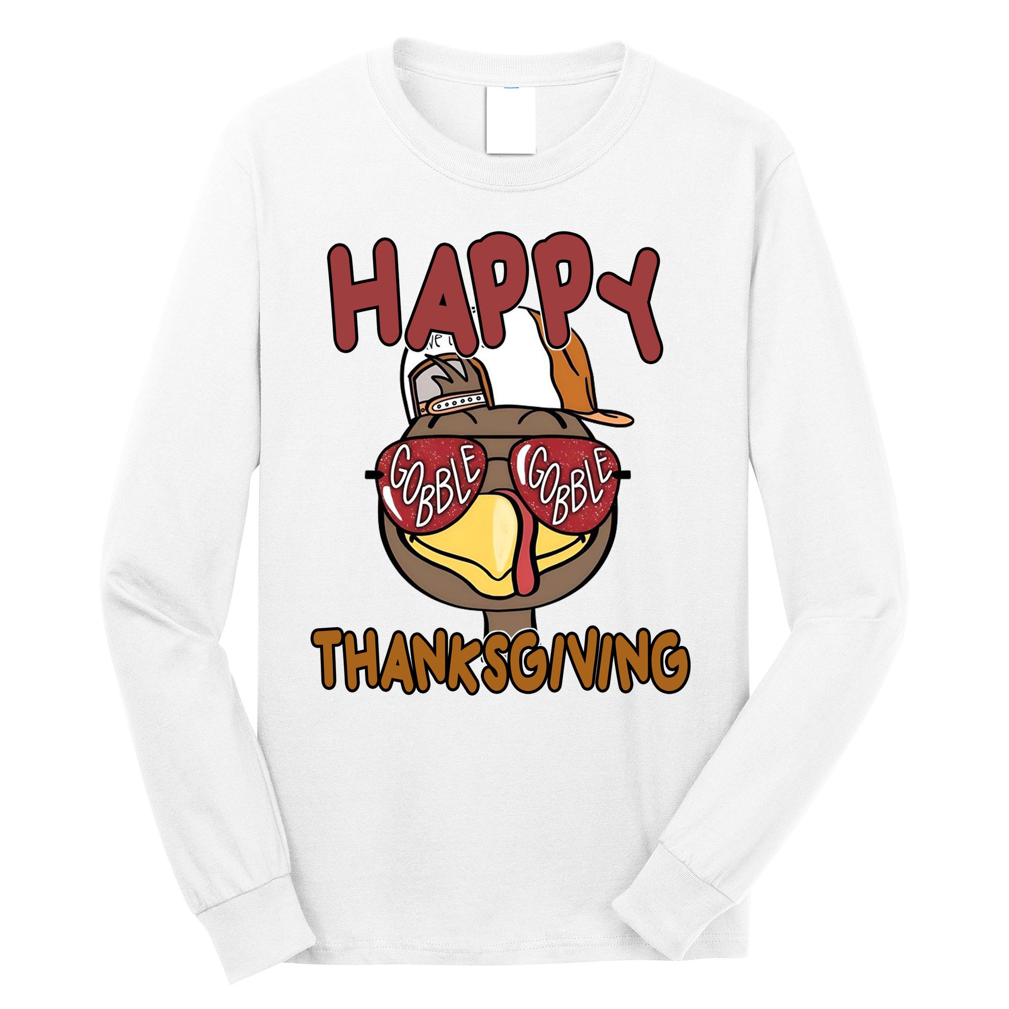 Happy Thanksgiving Cool Gobble Turkey Long Sleeve Shirt