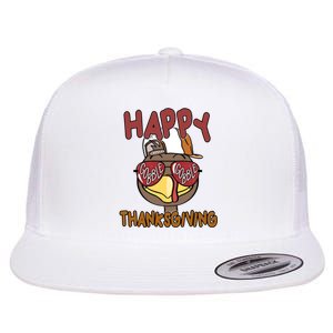 Happy Thanksgiving Cool Gobble Turkey Flat Bill Trucker Hat