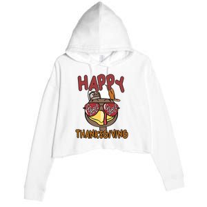 Happy Thanksgiving Cool Gobble Turkey Crop Fleece Hoodie