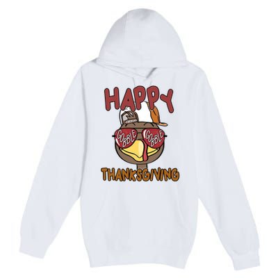 Happy Thanksgiving Cool Gobble Turkey Premium Pullover Hoodie