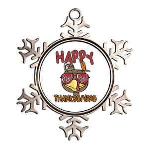 Happy Thanksgiving Cool Gobble Turkey Metallic Star Ornament