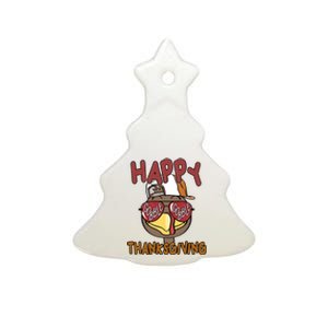 Happy Thanksgiving Cool Gobble Turkey Ceramic Tree Ornament