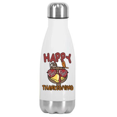 Happy Thanksgiving Cool Gobble Turkey Stainless Steel Insulated Water Bottle