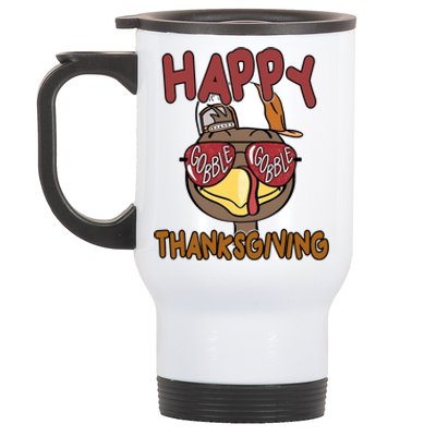 Happy Thanksgiving Cool Gobble Turkey Stainless Steel Travel Mug