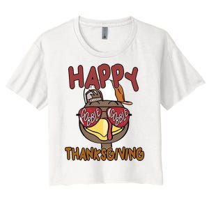 Happy Thanksgiving Cool Gobble Turkey Women's Crop Top Tee