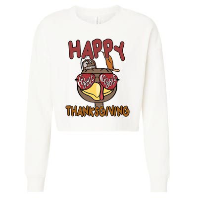 Happy Thanksgiving Cool Gobble Turkey Cropped Pullover Crew