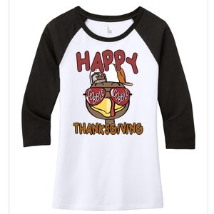 Happy Thanksgiving Cool Gobble Turkey Women's Tri-Blend 3/4-Sleeve Raglan Shirt