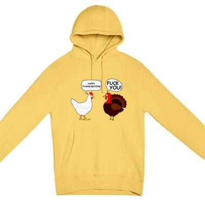 Happy Thanksgiving Chicken Vs Turkey Funny Premium Pullover Hoodie