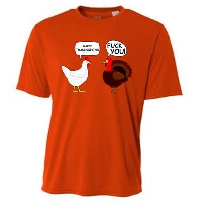 Happy Thanksgiving Chicken Vs Turkey Funny Cooling Performance Crew T-Shirt