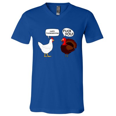 Happy Thanksgiving Chicken Vs Turkey Funny V-Neck T-Shirt