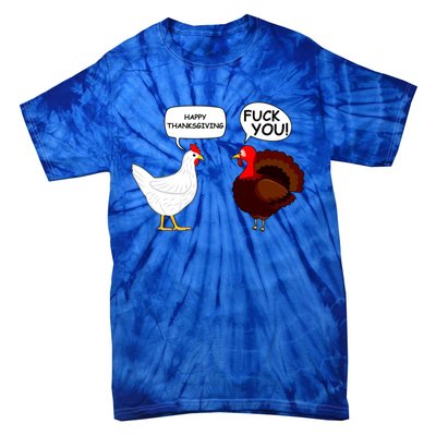 Happy Thanksgiving Chicken Vs Turkey Funny Tie-Dye T-Shirt