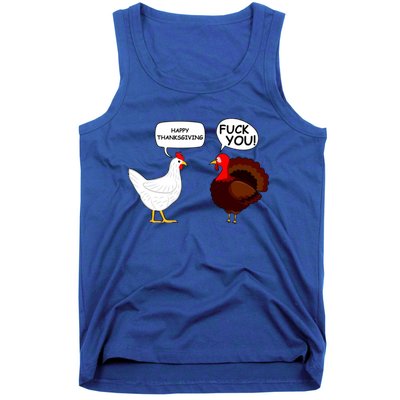 Happy Thanksgiving Chicken Vs Turkey Funny Tank Top