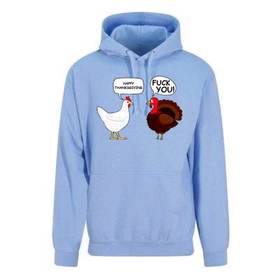 Happy Thanksgiving Chicken Vs Turkey Funny Unisex Surf Hoodie