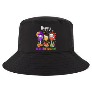 Halloween Thanksgiving Christmas Happy Hallothanksmas Wine Cool Comfort Performance Bucket Hat