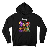 Halloween Thanksgiving Christmas Happy Hallothanksmas Wine Hoodie