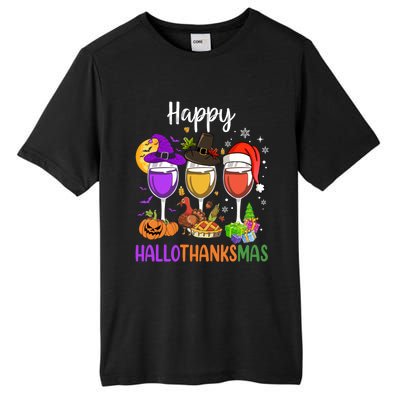 Halloween Thanksgiving Christmas Happy Hallothanksmas Wine Tall Fusion ChromaSoft Performance T-Shirt