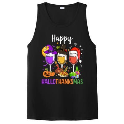 Halloween Thanksgiving Christmas Happy Hallothanksmas Wine PosiCharge Competitor Tank