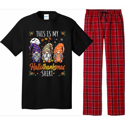 Halloween Thanksgiving Christmas Funny Hallothanksmas Gnomes Pajama Set