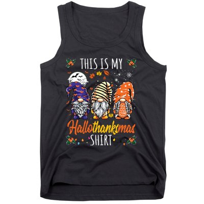 Halloween Thanksgiving Christmas Funny Hallothanksmas Gnomes Tank Top