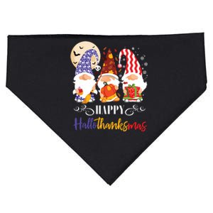 Halloween Thanksgiving Christmas Gnome Happy Hallothanksmas USA-Made Doggie Bandana