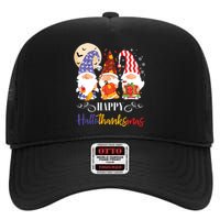 Halloween Thanksgiving Christmas Gnome Happy Hallothanksmas High Crown Mesh Back Trucker Hat