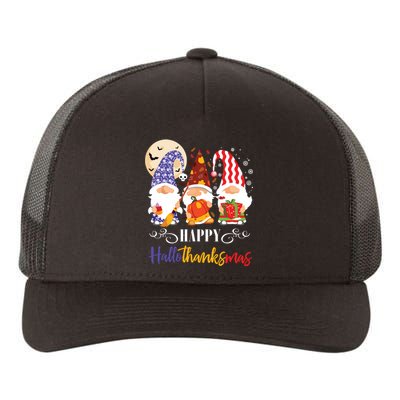 Halloween Thanksgiving Christmas Gnome Happy Hallothanksmas Yupoong Adult 5-Panel Trucker Hat