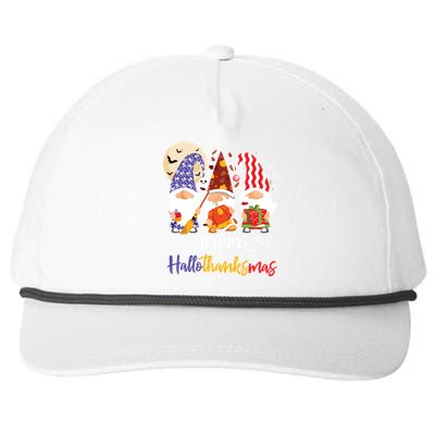 Halloween Thanksgiving Christmas Gnome Happy Hallothanksmas Snapback Five-Panel Rope Hat