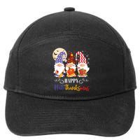 Halloween Thanksgiving Christmas Gnome Happy Hallothanksmas 7-Panel Snapback Hat