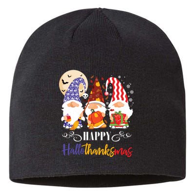 Halloween Thanksgiving Christmas Gnome Happy Hallothanksmas Sustainable Beanie