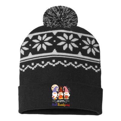 Halloween Thanksgiving Christmas Gnome Happy Hallothanksmas USA-Made Snowflake Beanie