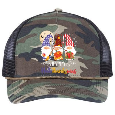 Halloween Thanksgiving Christmas Gnome Happy Hallothanksmas Retro Rope Trucker Hat Cap