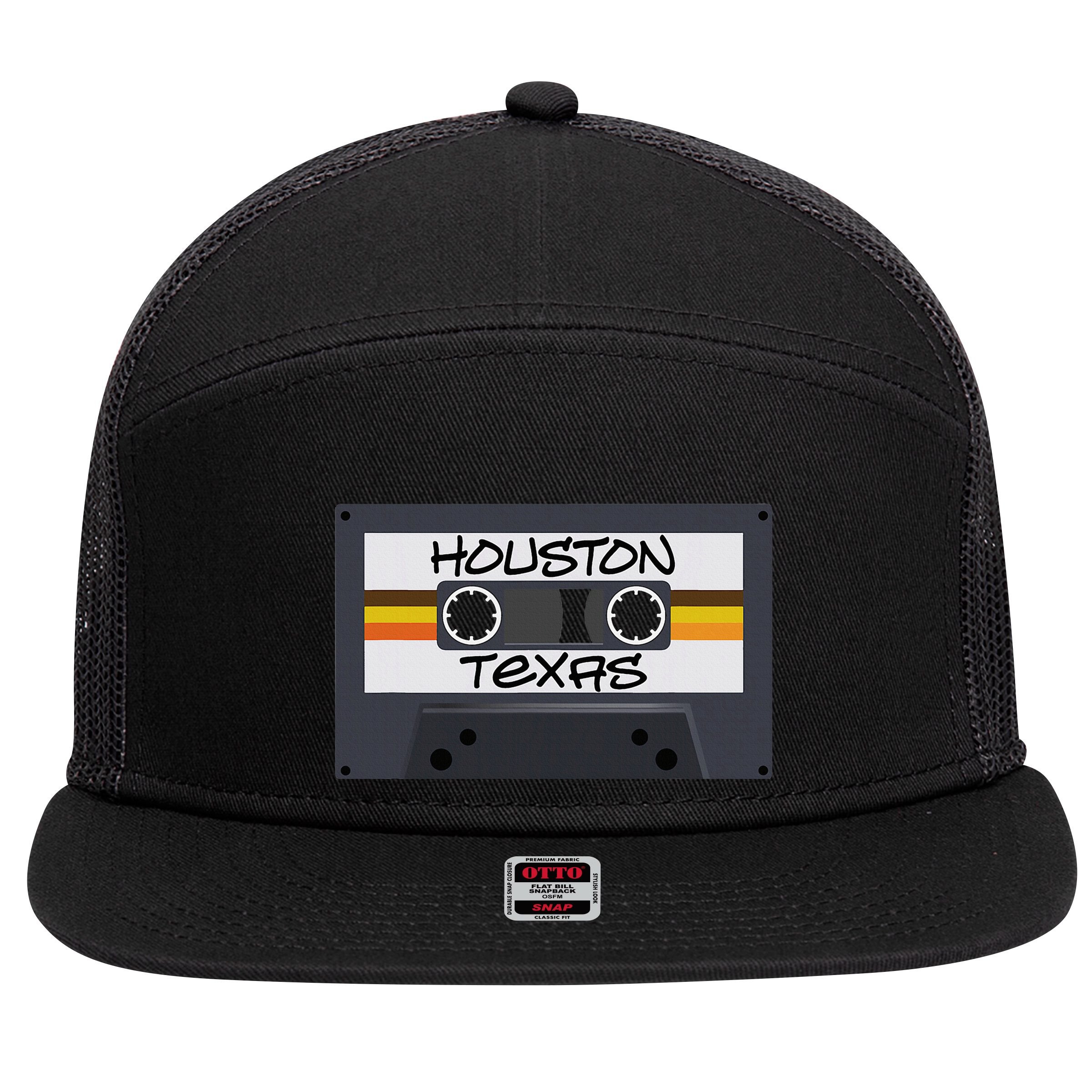 Houston Texas Cassette Tape 7 Panel Mesh Trucker Snapback Hat