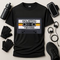Houston Texas Cassette Tape Cooling Performance Crew T-Shirt