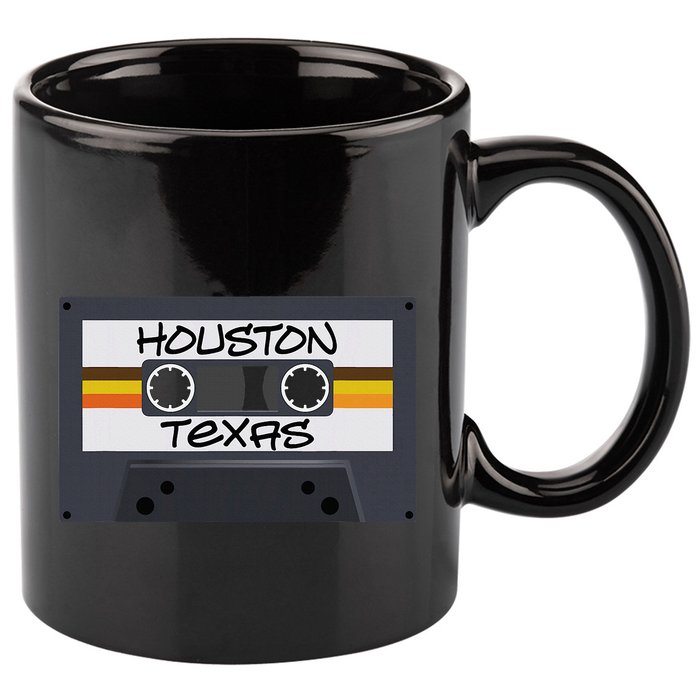Houston Texas Cassette Tape 11oz C Handle Ceramic Mug