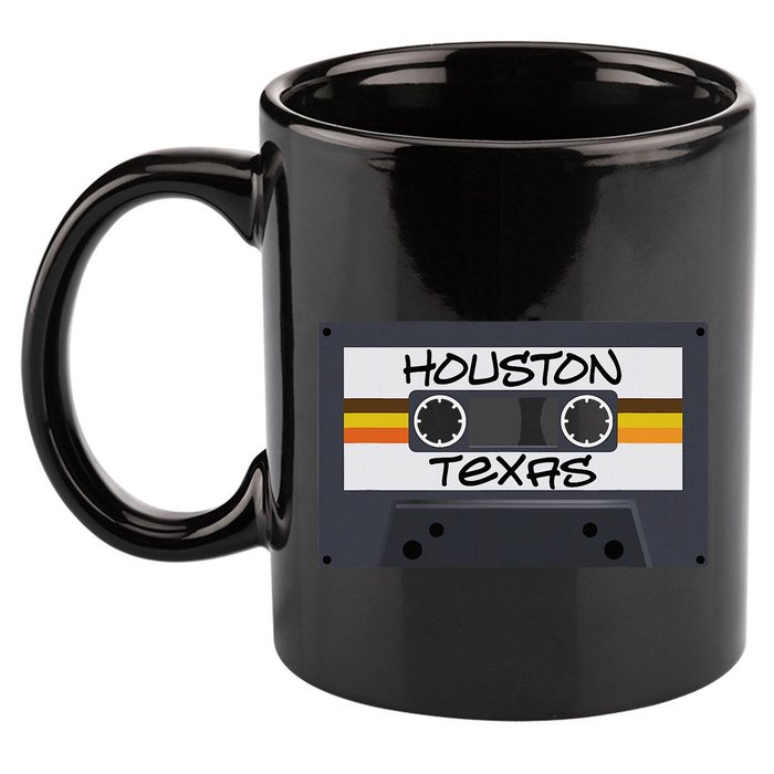 Houston Texas Cassette Tape 11oz C Handle Ceramic Mug