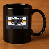 Houston Texas Cassette Tape 11oz C Handle Ceramic Mug